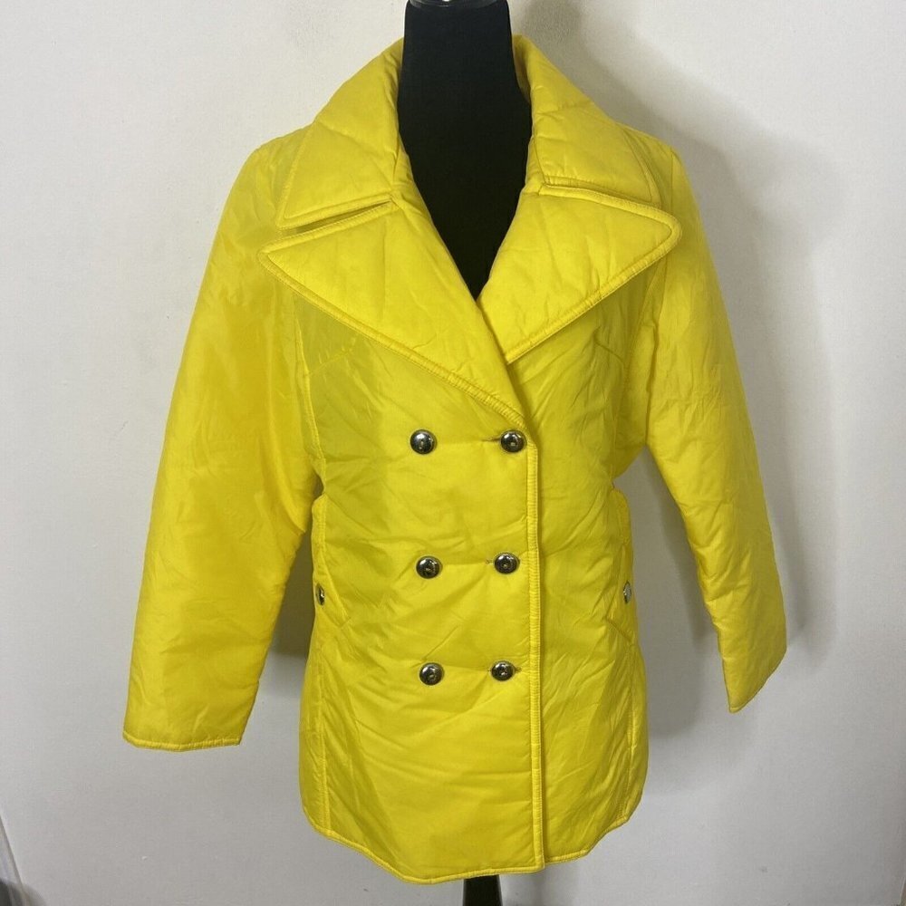 Vintage Oberstoff 70s‎ Loud Colorful Nylon Peacoat Jacket Woman M Mod